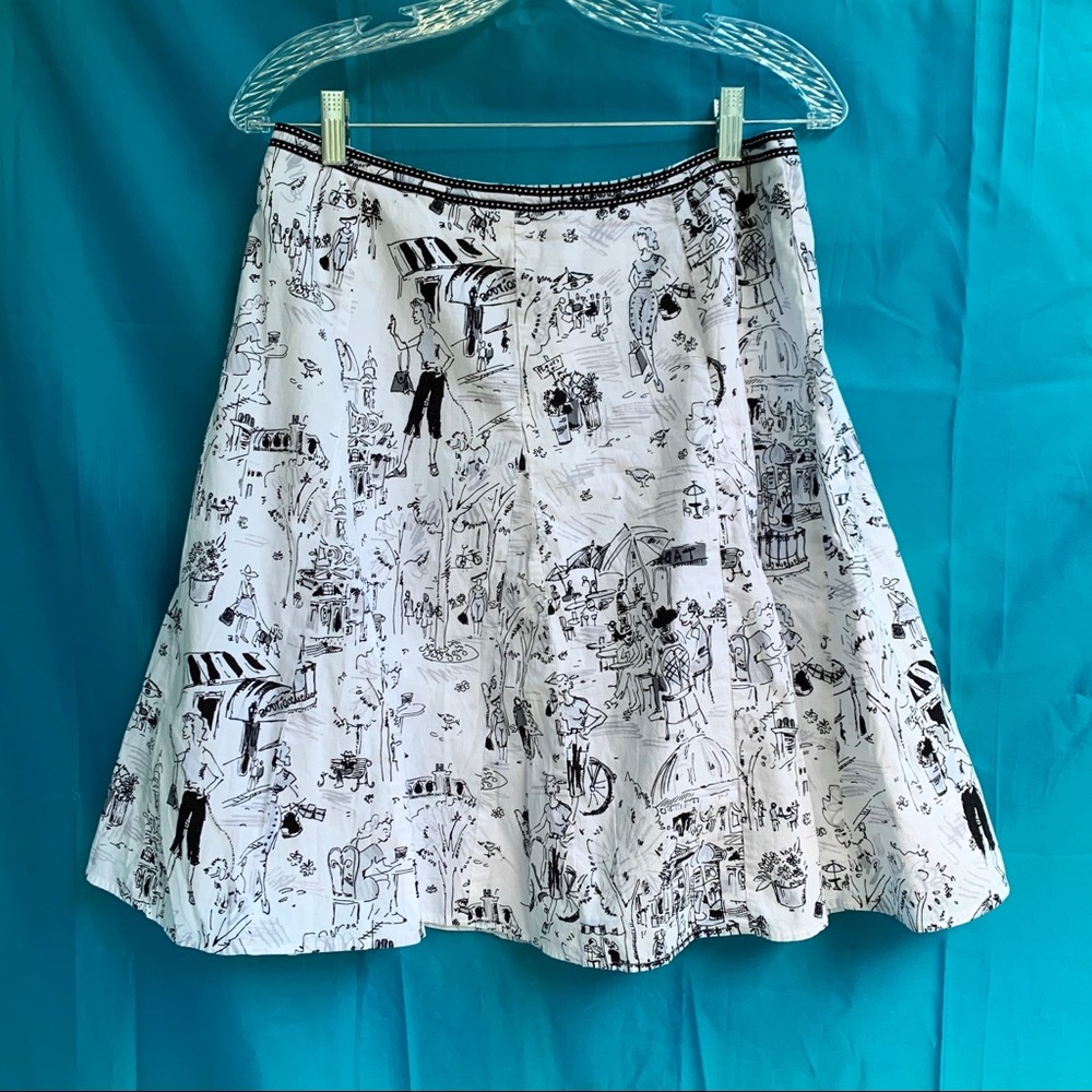 Apt. 9 black and white graphic art city skirt